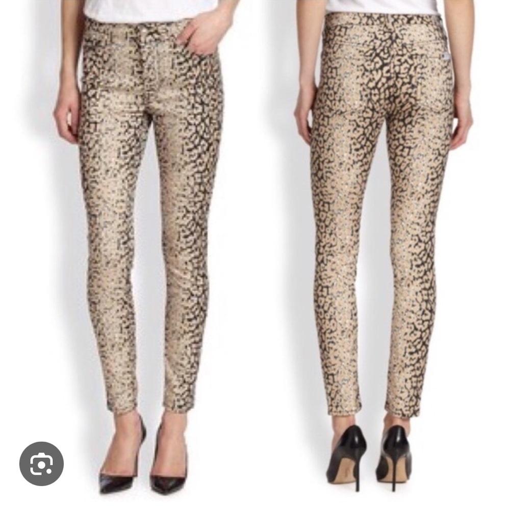 ✨ NWOT ✨ 7 FOR ALL MANKIND Leopard Print Skinny Pants stretchy + lightweight 24